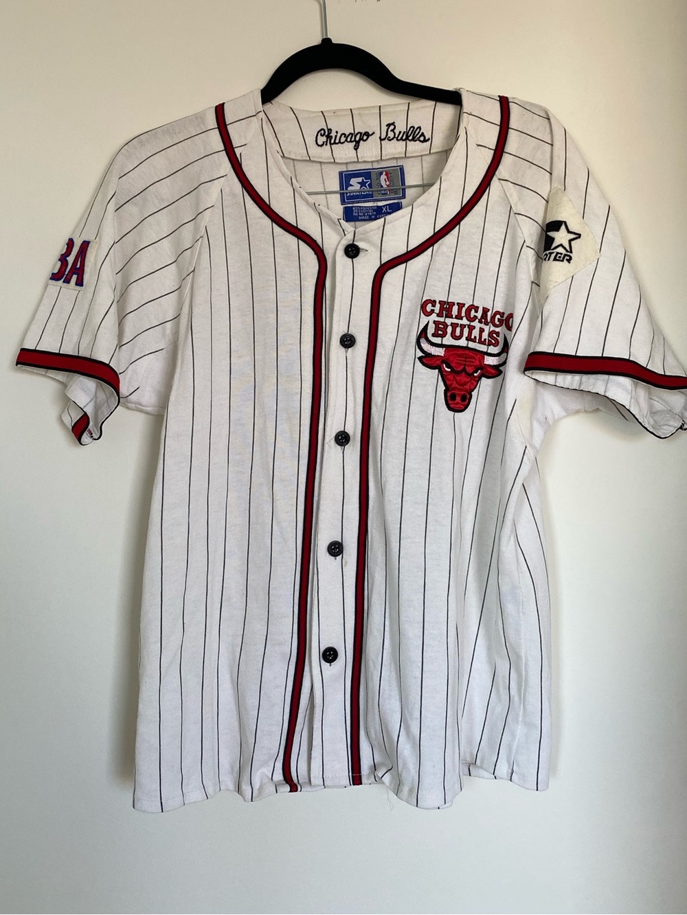 RARE Vintage Chicago Bulls Pinstripe Baseball-style Jersey